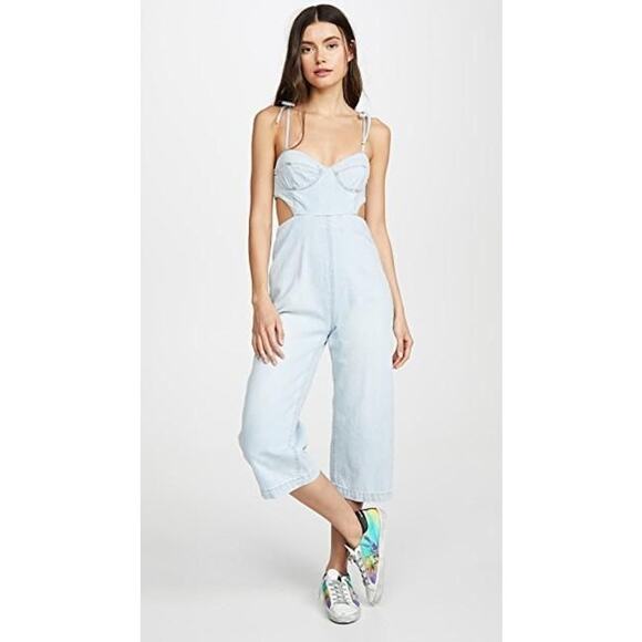 New Urban Outfitters DL1961 Hepburn Jumpsuit $209 X-SMALL Ibiza Wide-leg - Picture 1 of 9